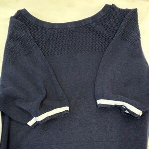 Sz LP Talbots Dark Blue Women's Crew Neck Sweater Short Sleeve